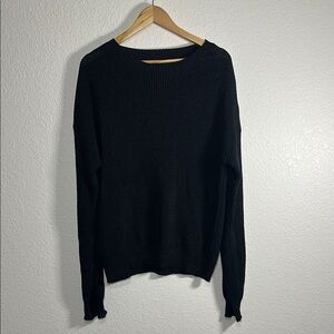 Bukht Mens Black Cotton Paper Rayon Blend Crewneck Knit Sweater Size F‎